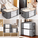 Caixa saco organizadora multiuso com visor transparente, ideal para armazenar roupas, cobertores, edredons, casacos e roupas de cama, ajudando a manter os itens organizados e protegidos da poeira.