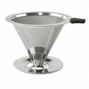 Coador de café inox 103 reutilizável com malha ultrafina, base estável e alça térmica