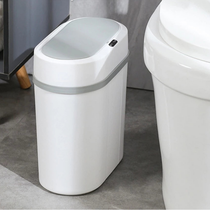 Lixeira automática inteligente branca 12 litros com sensor infravermelho, tampa automática e vedação antiodor para cozinha e banheiro