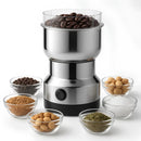 Triturador elétrico premium em inox com 4 lâminas para moer café, grãos, sementes e especiarias.