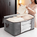 Caixa Saco Organizadora Multiuso para Roupas, Cobertores e Edredons com Visor Transparente.