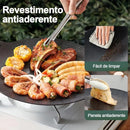 Panela Coreana Grill Redonda Antiaderente para Churrasco, Carnes, Hambúrguer e Legumes | Chapa Multifuncional para Fogão