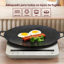 Panela Coreana Grill Redonda Antiaderente para Churrasco, Carnes, Hambúrguer e Legumes | Chapa Multifuncional para Fogão