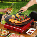 Panela Coreana Grill Redonda Antiaderente para Churrasco, Carnes, Hambúrguer e Legumes | Chapa Multifuncional para Fogão