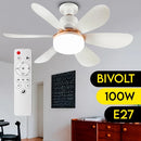 Ventilador de Teto com Lâmpada LED 100W 3 Cores – Com Controle Remoto